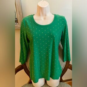 Vince Camuto Green with gold dots Top